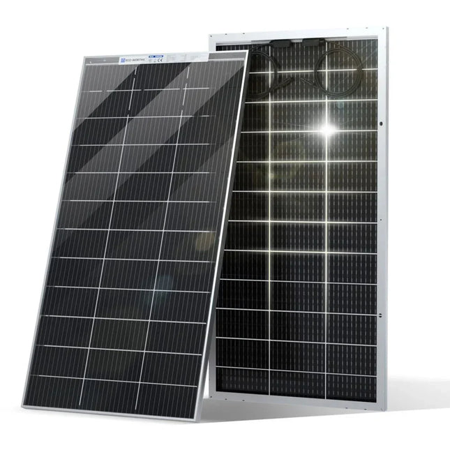 ECO-WORTHY Bifacial 195W 12V Monocrystalline Solar Panel – High-Efficiency Rigid Solar Module with 25-Year Power Output Warranty