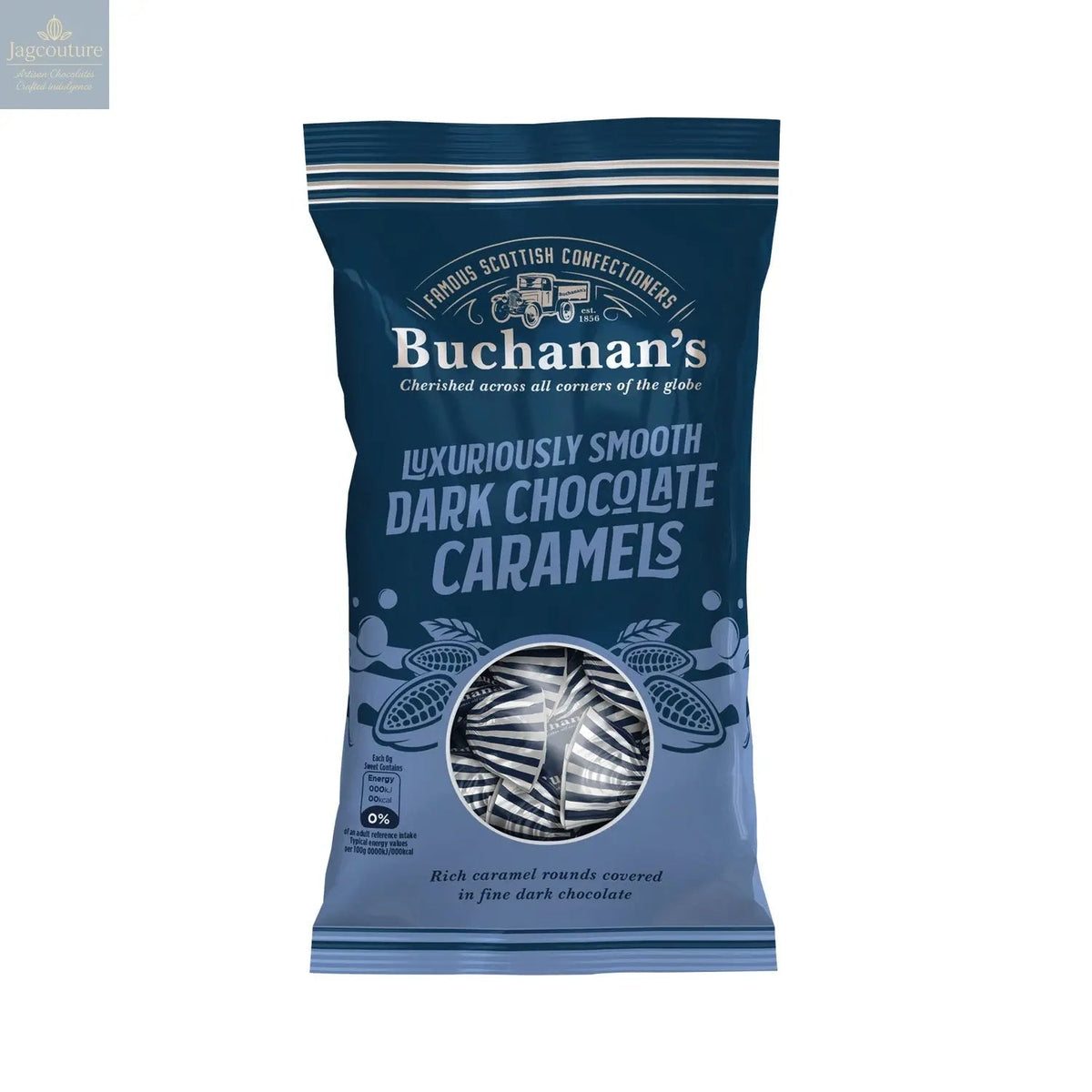 Buchanan's bag of dark chocolate Caramels