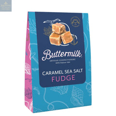 Buttermilk crumbly caramel sea salt fudge in sharing box