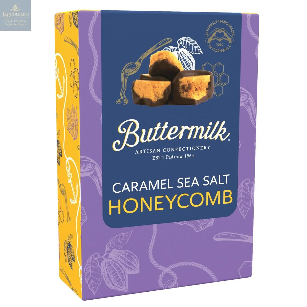 Buttermilk dark chocolate covered caramel sea salt honeycomb in sharing box