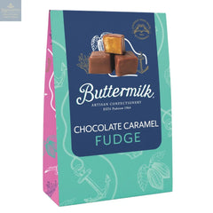 Buttermilk milk chocolate covered caramel sea salt fudge in sharing box