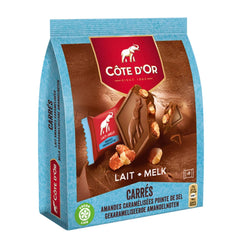 Cote d'Or Carres Almond - individually wrapped milk chocolate squares with caramelised almonds in pouch