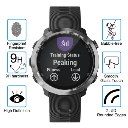 2 protectores de pantalla de vidrio templado con borde curvo ENKAY Hat-Prince para Garmin Forerunner 645 de 0,2 mm y dureza de superficie 9H de 2,15 D