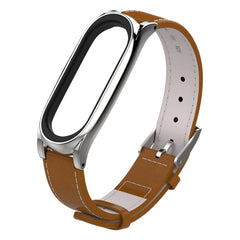 Mijobs Screwless Magnetic Case Top-grain Leather Watch Band for Xiaomi Mi Band 3 & 4 & 5 & 6, Host not Included, CA0139A, CA0139B, CA0139C, CA0139D, CA0139E, CA0139F, CA0139G