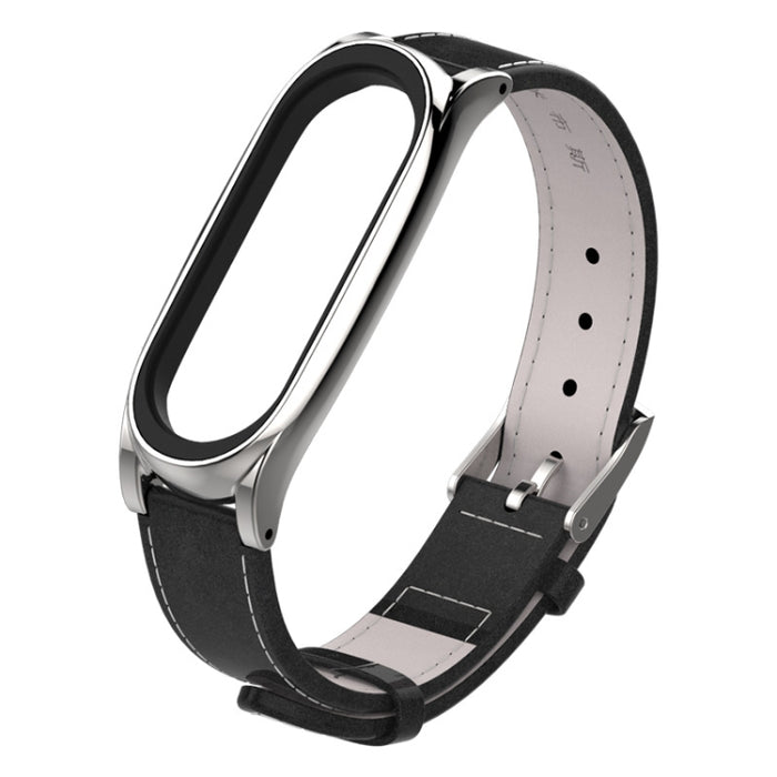 Mijobs Schraubenloses magnetisches Gehäuse, Top-Grain-Lederarmband für Xiaomi Mi Band 3 &amp; 4 &amp; 5 &amp; 6, Host nicht im Lieferumfang enthalten, CA0139A, CA0139B, CA0139C, CA0139D, CA0139E, CA0139F, CA0139G