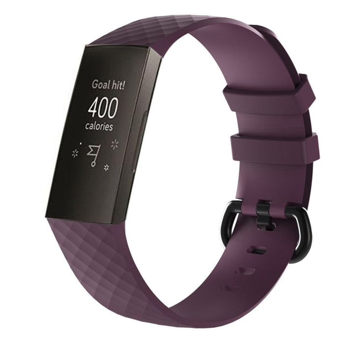 Diamond Pattern Silicone Watch Band for Fitbit Charge 3, Size: 210x18mm, Size：210x18mm