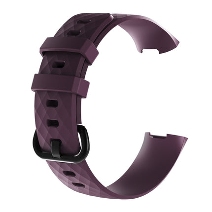 Diamond Pattern Silicone Watch Band for Fitbit Charge 3, Size: 210x18mm, Size：210x18mm