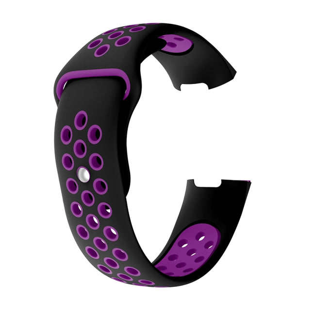 Two-color Round Hole Silicone Watch Band for Fitbit Charge 3, Watch Band Size:145-210mm