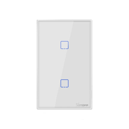 Sonoff T2 Touch 120mm Tempered Glass Panel Wall Switch Smart Home Light Touch Switch, Compatible with Alexa and Google Home, AC 100V-240V, US Plug, 120mm/ 2 US Plug