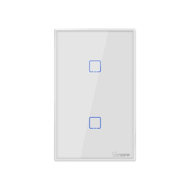 Sonoff T2 Touch 120mm Tempered Glass Panel Wall Switch Smart Home Light Touch Switch, Compatible with Alexa and Google Home, AC 100V-240V, US Plug, 120mm/ 2 US Plug