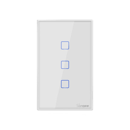 Sonoff T2 Touch 120mm Tempered Glass Panel Wall Switch Smart Home Light Touch Switch, Compatible with Alexa and Google Home, AC 100V-240V, US Plug, 120mm/ 3 US Plug