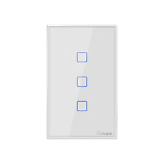Sonoff T2 Touch 120mm Tempered Glass Panel Wall Switch Smart Home Light Touch Switch, Compatible with Alexa and Google Home, AC 100V-240V, US Plug, 120mm/ 3 US Plug