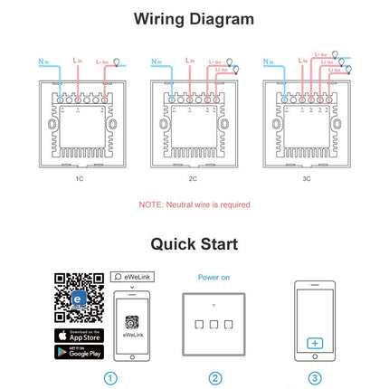 Sonoff T2 Touch 86mm Tempered Glass Panel Wall Switch Smart Home Light Touch Switch, Compatible with Alexa and Google Home, AC 100V-240V, UK Plug, 86mm/ 2 UK Plug