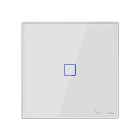 Sonoff T2 Touch 86mm Tempered Glass Panel Wall Switch Smart Home Light Touch Switch, Compatible with Alexa and Google Home, AC 100V-240V, EU Plug, 86mm/ 1 EUPlug