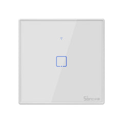 Sonoff T2 Touch 86mm Tempered Glass Panel Wall Switch Smart Home Light Touch Switch, Compatible with Alexa and Google Home, AC 100V-240V, EU Plug, 86mm/ 1 EUPlug