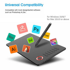 VEIKK A15 10x6 inch 5080 LPI Smart Touch Electronic Graphic Tablet, with Type-C Interface, A15 Blue, A15 Beige, A15 Red