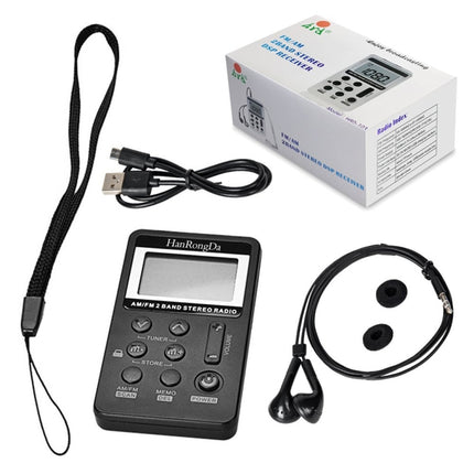 HRD-103 FM + AM Two Band Portable Radio with Lanyard & Headset