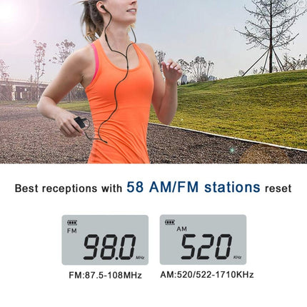 HRD-103 FM + AM Two Band Portable Radio with Lanyard & Headset