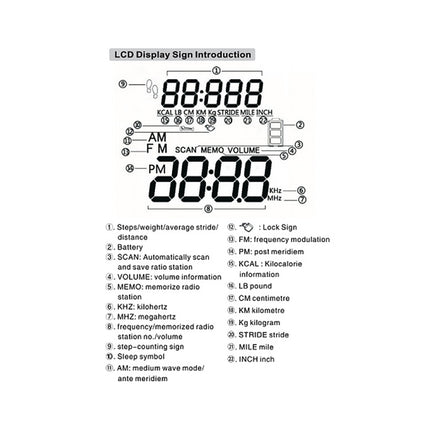 HRD-602 Digital Display FM AM Mini Sports Radio with Step Counting Function