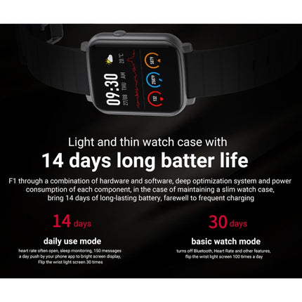 SMA-F1 1.3 inch TFT Full Touch Screen IP68 Waterproof Smart Sports Watch, Support Dynamic Heart Rate & Blood Pressure & Sleep Detection / Bluetooth / Alarm Clock / Photo Control