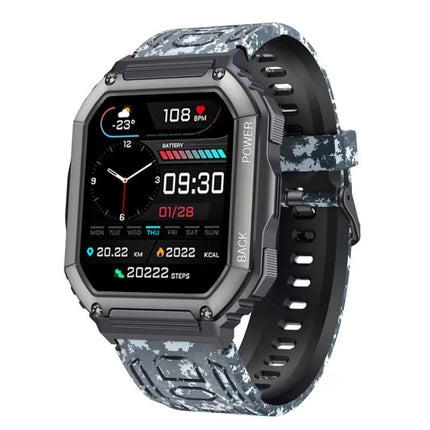 Reloj inteligente deportivo con podómetro a prueba de agua KR06, compatible con monitoreo de frecuencia cardíaca, presión arterial y llamadas Bluetooth