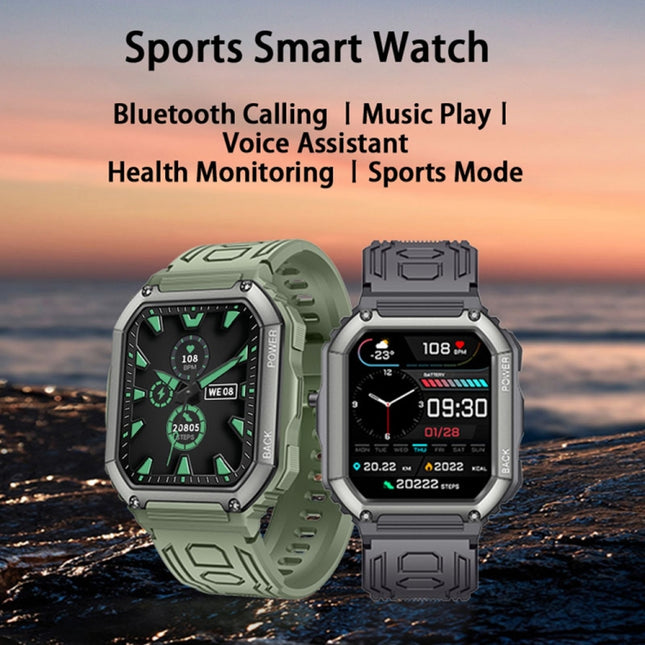 Reloj inteligente deportivo con podómetro a prueba de agua KR06, compatible con monitoreo de frecuencia cardíaca, presión arterial y llamadas Bluetooth
