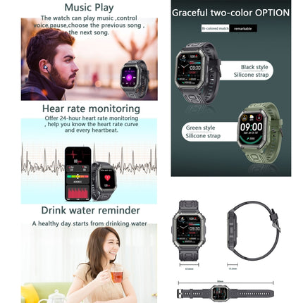 KR06 wasserdichte Sport-Smartwatch mit Schrittzähler, unterstützt Herzfrequenz-/Blutdrucküberwachung/BT-Anrufe