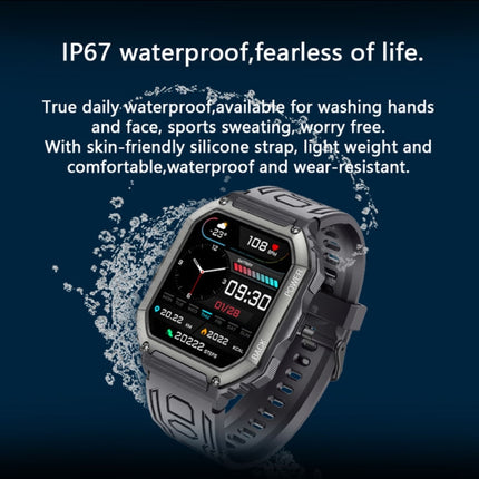 KR06 wasserdichte Sport-Smartwatch mit Schrittzähler, unterstützt Herzfrequenz-/Blutdrucküberwachung/BT-Anrufe