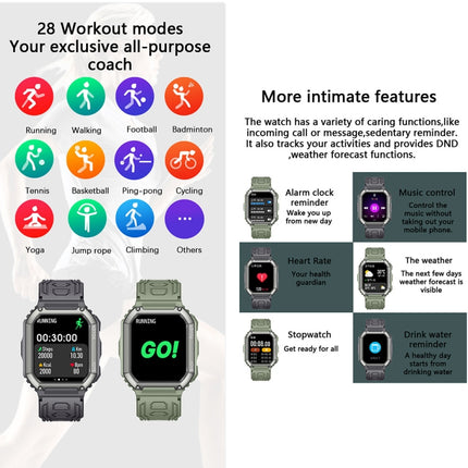 KR06 wasserdichte Sport-Smartwatch mit Schrittzähler, unterstützt Herzfrequenz-/Blutdrucküberwachung/BT-Anrufe
