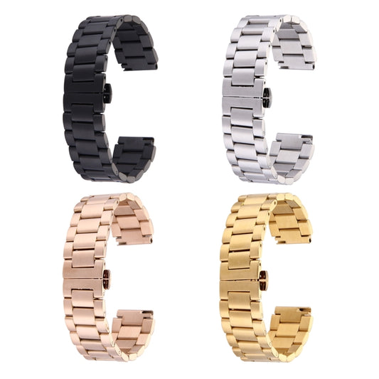 For Huawei Smart Watch Hidden Butterfly Buckle 3 Beads Stainless Steel Watchband