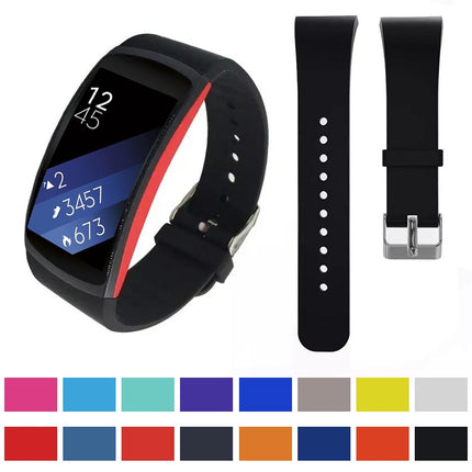 Solid Color Leather Watch Band for Galaxy Gear Fit2 R360