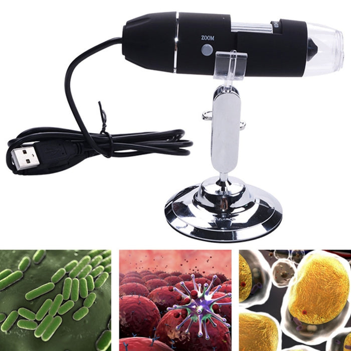 1000-fache Lupe, 0,3-MP-Bildsensor, USB-Digitalmikroskop mit 8 LEDs und professionellem Ständer, 1000-fach