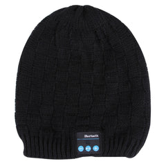 Square Textured Knitted Bluetooth Headset Warm Winter Hat with Mic for Boy & Girl & Adults