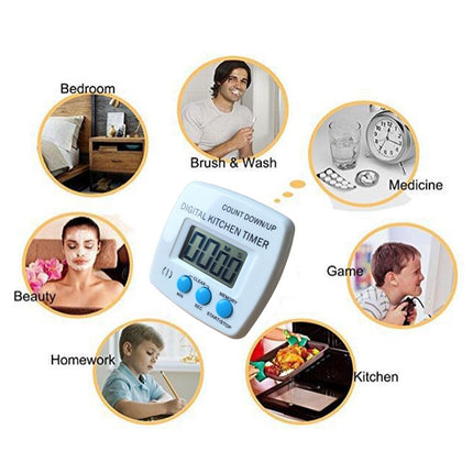 Kitchen Timer Digital Electronic Loud Alarm Magnetic Backing With Holder for Cooking Baking Sports Games Office