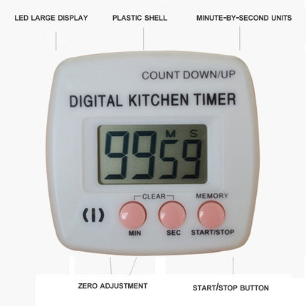 Kitchen Timer Digital Electronic Loud Alarm Magnetic Backing With Holder for Cooking Baking Sports Games Office