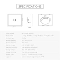 NEO NAS-SC01W Wireless WiFi EU Smart Light Control Switch 1Gang, 1 Gang