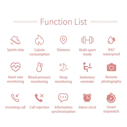 AK15 Fashion Smart Female Bracelet, 1.08 inch Color LCD Screen, IP67 Waterproof, Support Heart Rate Monitoring / Sleep Monitoring / Remote Photography