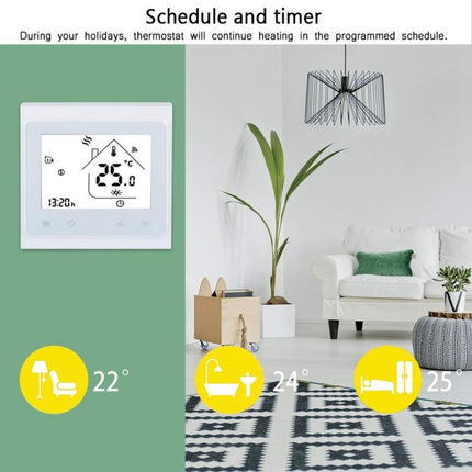 BHT-002GBLW 16A Load Electronic Heating Type LCD Digital Heating Room Thermostat with Sensor & Time Display, WiFi Control, BHT-002GBLW 16A (Black)  Electronic Heating Type, BHT-002GBLW 16A (White)  Electronic Heating Type