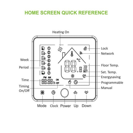 BHT-002GBLW 16A Load Electronic Heating Type LCD Digital Heating Room Thermostat with Sensor & Time Display, WiFi Control, BHT-002GBLW 16A (Black)  Electronic Heating Type, BHT-002GBLW 16A (White)  Electronic Heating Type