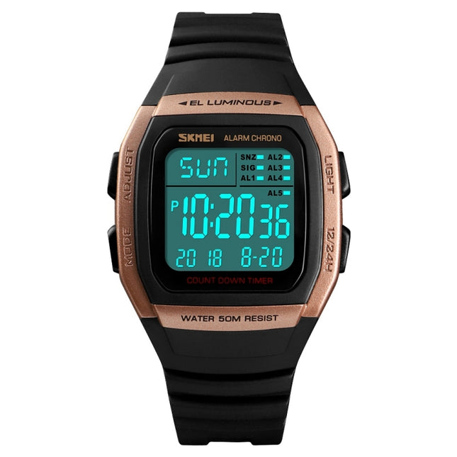SKMEI 1278 Fashionable Outdoor 50m Waterproof Digital Watch Student Sports Wrist Watch Support 5 Group Alarm Clocks