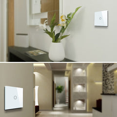 86mm 1 Gang Tempered Glass Panel Wall Switch Smart Home Light Touch Switch with RF433 Remote Controller, AC 110V-240V, 86mm 1 Gang/Black, 86mm 1 Gang/Gold, 86mm 1 Gang/White