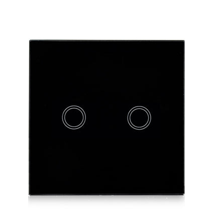 86mm 2 Gang Tempered Glass Panel Wall Switch Smart Home Light Touch Switch with RF433 Remote Controller, AC 110V-240V, 86mm 2 Gang/Black