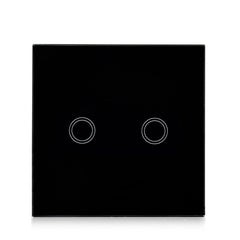 Interruptor de pared con panel de vidrio templado de 2 entradas y 86 mm, interruptor de luz táctil para hogar inteligente con control remoto RF433, CA 110 V-240 V, 86 mm, 2 entradas/negro