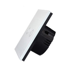 Interruptor de pared con panel de vidrio templado de 2 entradas y 86 mm, interruptor de luz táctil para hogar inteligente con control remoto RF433, CA 110 V-240 V, 86 mm, 2 entradas/negro