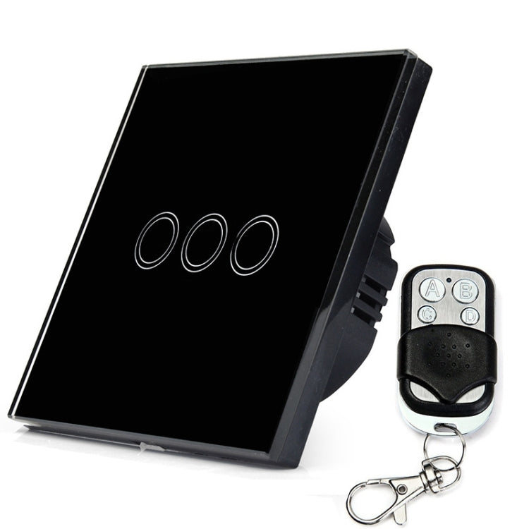 86mm 3 Gang Tempered Glass Panel Wall Switch Smart Home Light Touch Switch with RF433 Remote Controller, AC 110V-240V, 86mm 3 Gang/Black, 86mm 3 Gang/Gold, 86mm 3 Gang/White