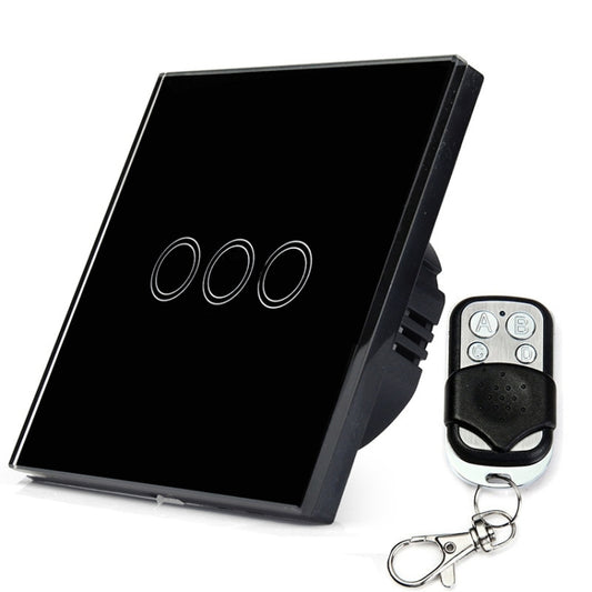 86mm 3 Gang Tempered Glass Panel Wall Switch Smart Home Light Touch Switch with RF433 Remote Controller, AC 110V-240V, 86mm 3 Gang/Black, 86mm 3 Gang/Gold, 86mm 3 Gang/White