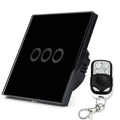 86mm 3 Gang Tempered Glass Panel Wall Switch Smart Home Light Touch Switch with RF433 Remote Controller, AC 110V-240V, 86mm 3 Gang/Black, 86mm 3 Gang/Gold, 86mm 3 Gang/White