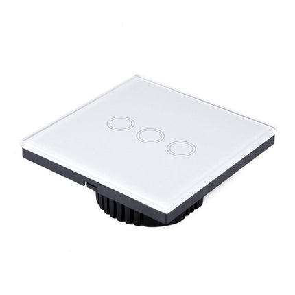 86mm 3 Gang Tempered Glass Panel Wall Switch Smart Home Light Touch Switch with RF433 Remote Controller, AC 110V-240V, 86mm 3 Gang/Black