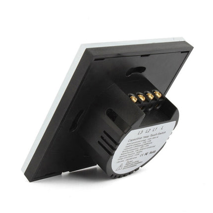 86mm 3 Gang Tempered Glass Panel Wall Switch Smart Home Light Touch Switch with RF433 Remote Controller, AC 110V-240V, 86mm 3 Gang/Black