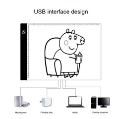 3.5W 5V LED USB Three Level of Brightness Dimmable A4 Acrylic Scale Copy Boards Anime Sketch Drawing Sketchpad with USB Cable 1.5m & Power Adapter, Copy Boards with USB Cable 1.5m & Power Adapter